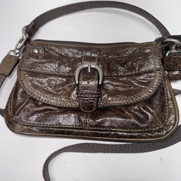 FOSSIL Brown Leather LIZETTE Crossbody Shoulder Small Vintage Distressed Nice - Picture 8 of 11